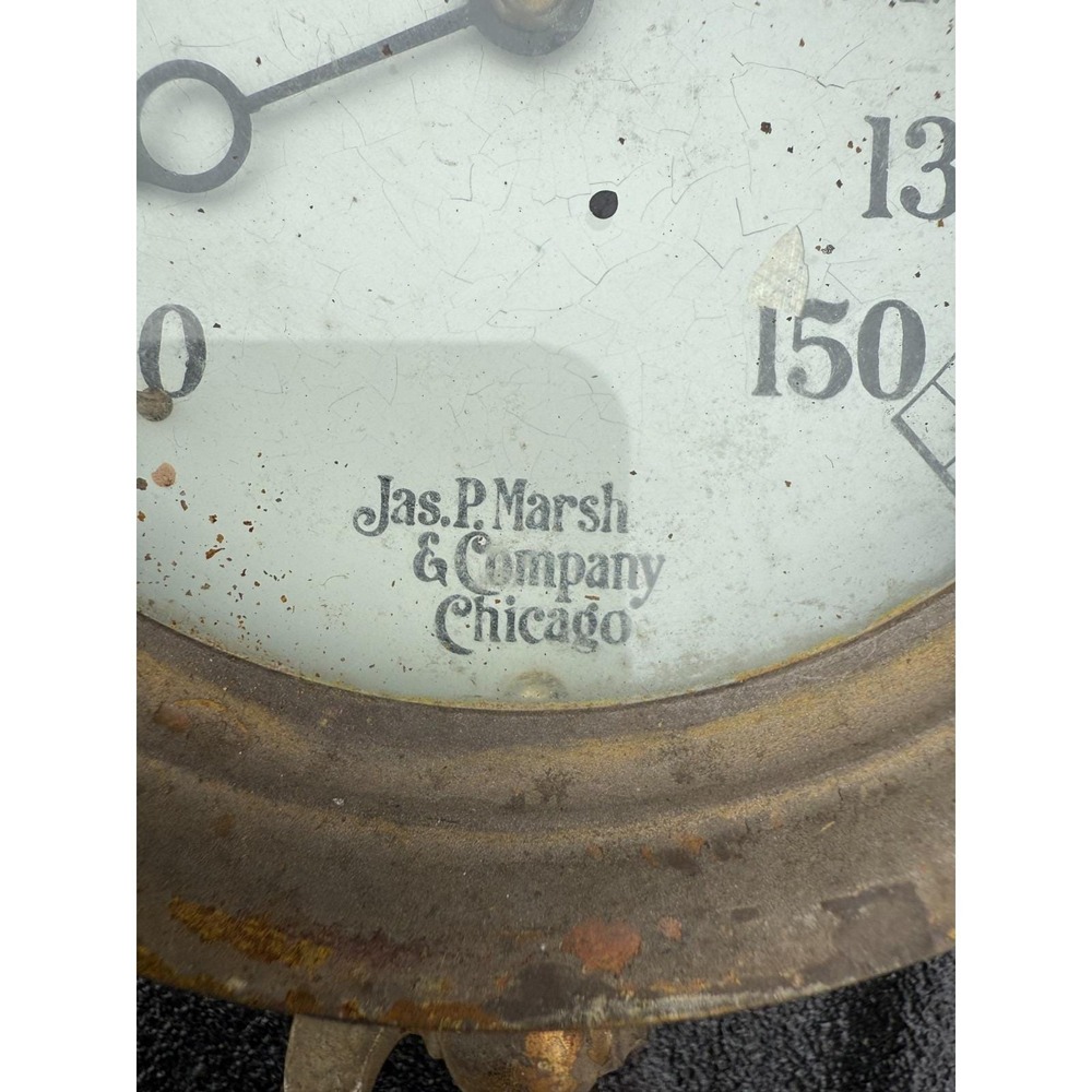 Antique Jas P Marsh Chicago Pressure Gauge 0–150 PSI Steam Industrial Valve - Picture 3 of 10